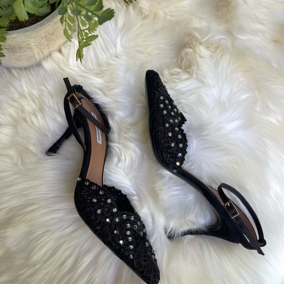 TABITHA SIMMONS Woven Sen Floret Lace Evening heel Black Jewel Pumps 36 - Picture 7 of 15